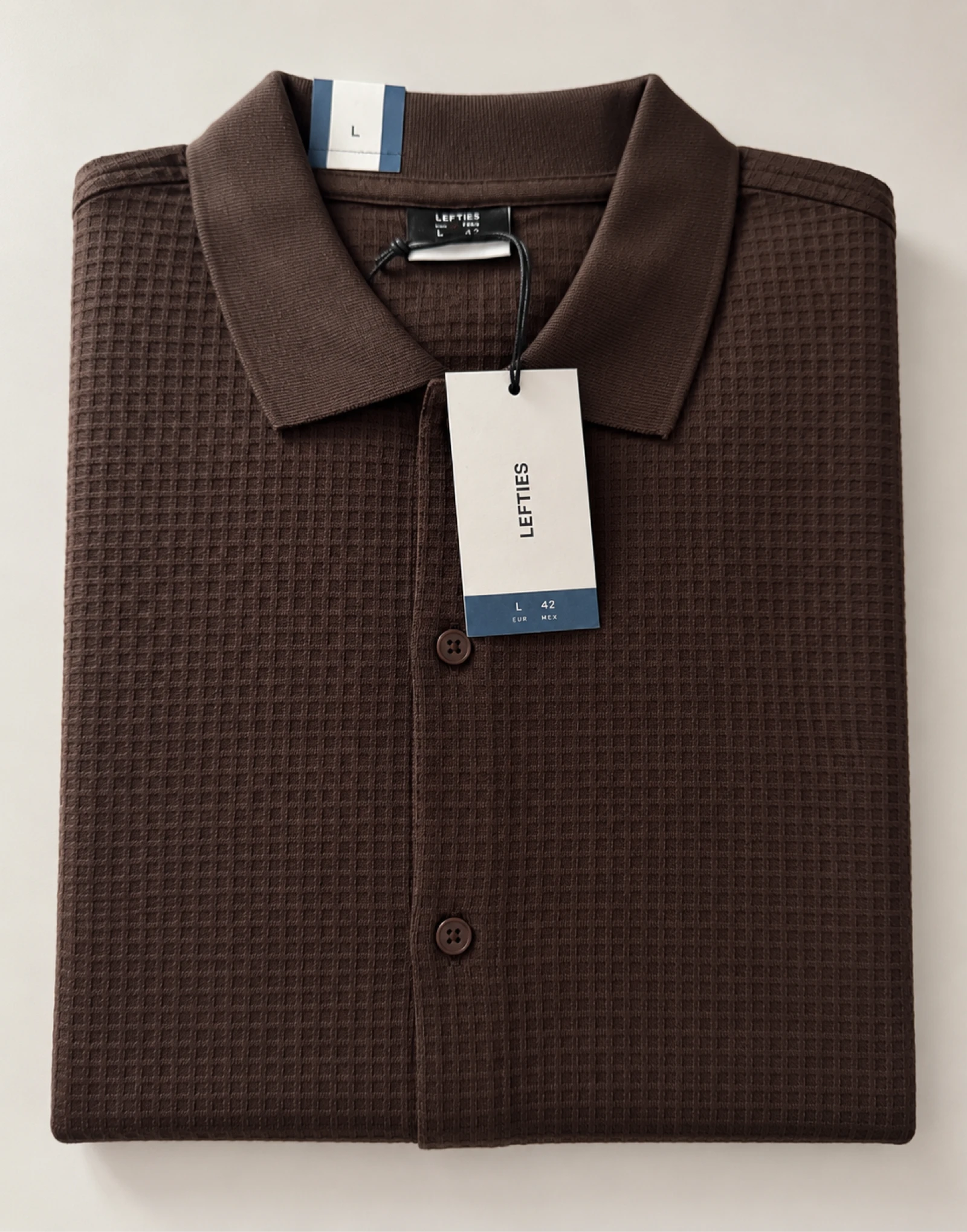 Camisa Texturizada Marrón de Manga Larga 